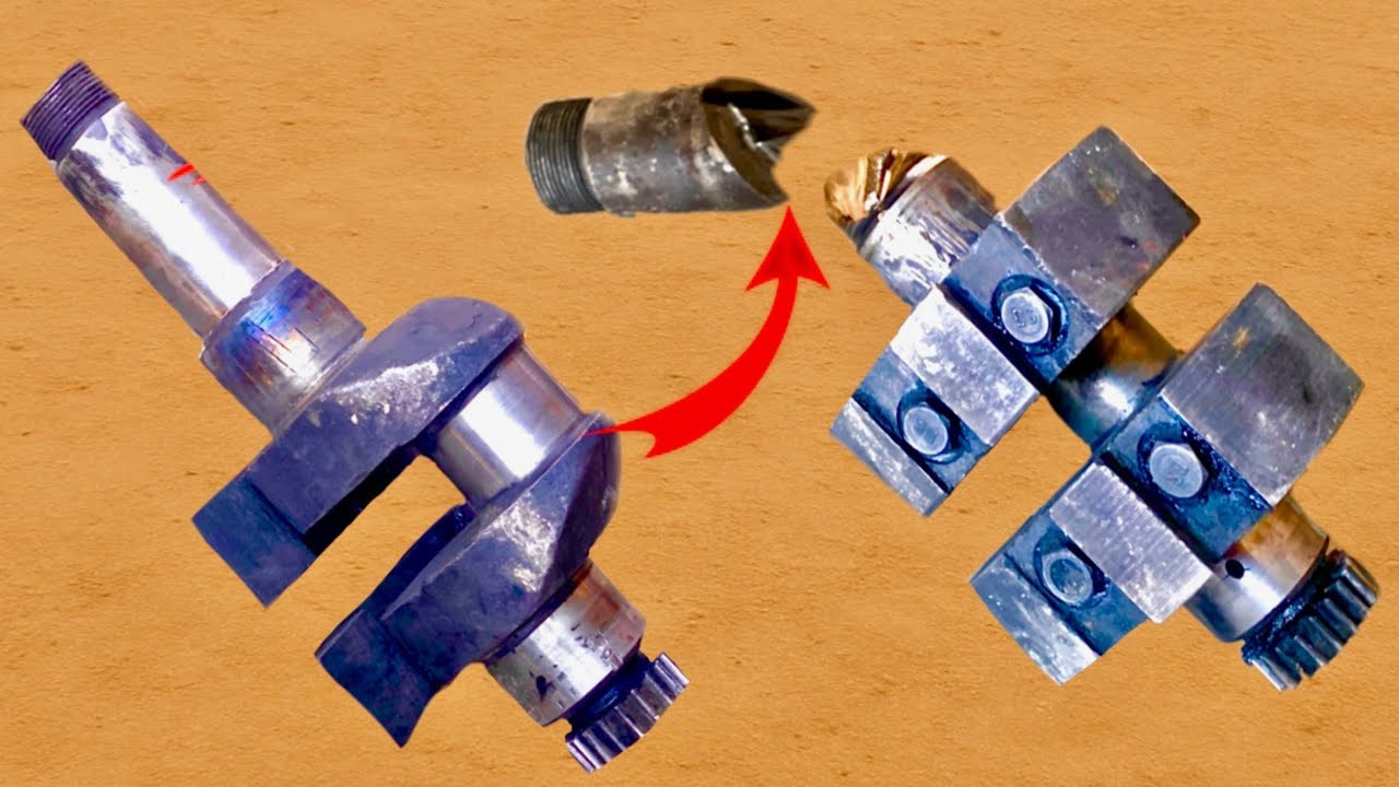 Repair of broken crankshaft of old onecylinder diesel peter engine | Amazing r.