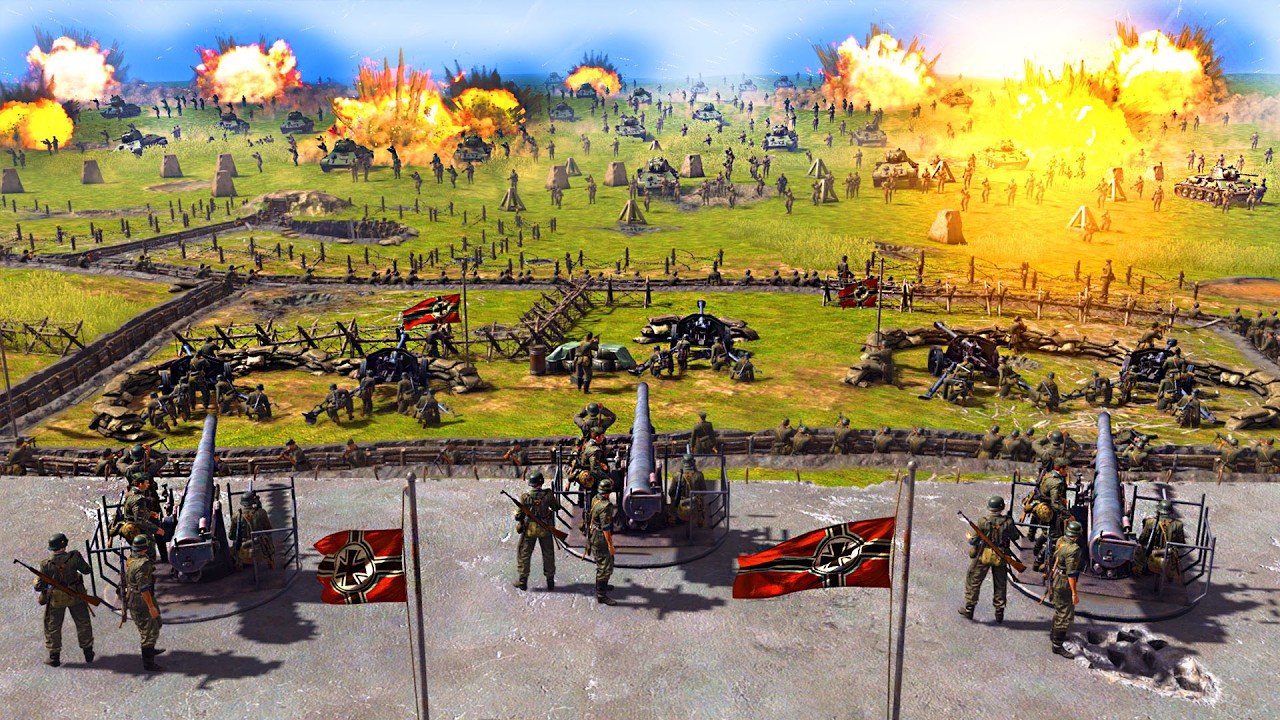 Can Pro German Army Hold TRENCH SIEGE vs 4 Noob Armies with 4,000 SOLDIERS?! - Gates of Hell: WW2