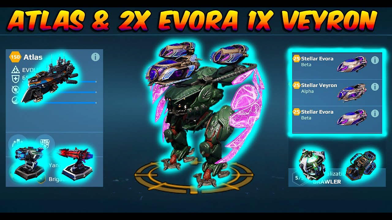War Robots : New Titan Atlas & 2X Evora 1X Veyron Gameplay 🔥🔥#warrobots