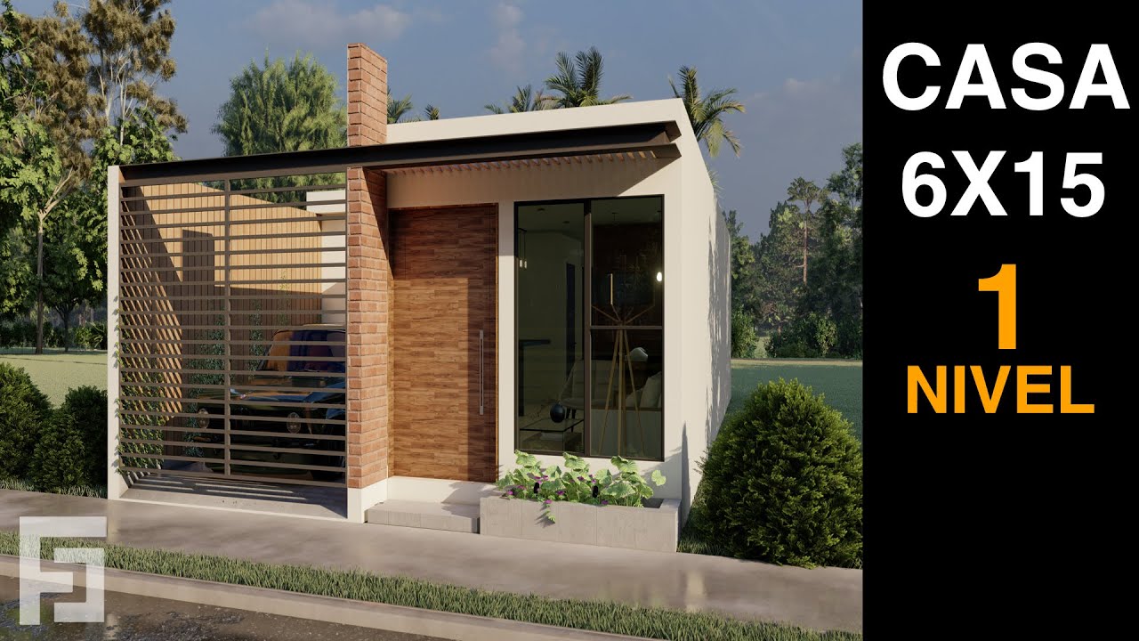 DISEÑO DE CASA 6X15 METROS  90m2