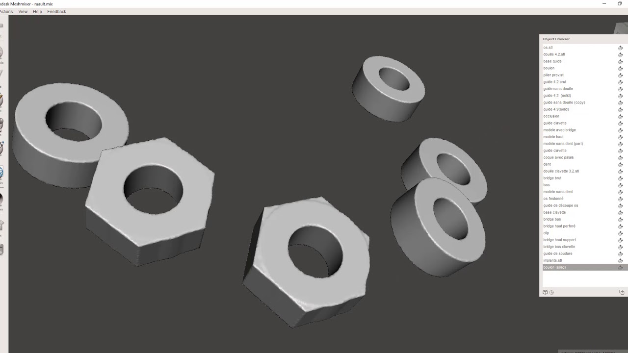TUTO Meshmixer: réaliser un guide chirurgical après import des tubes de guidage.