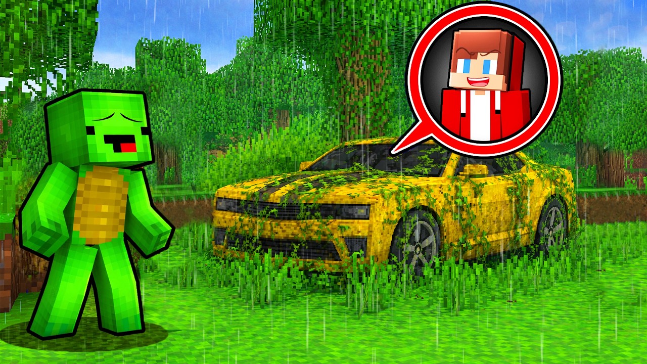 Mikey found Bumblebee's Forgotten Car, but JJ is in it - Maizen Minecraft Animation