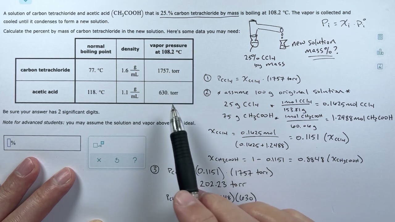 ALEKS - Calculating ideal solution composition after a distillation