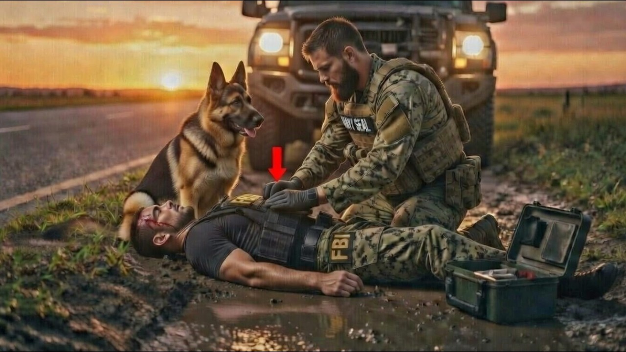 Navy seal stopped for a German Shepherd   A Navy seal found a dying male FBI Agent