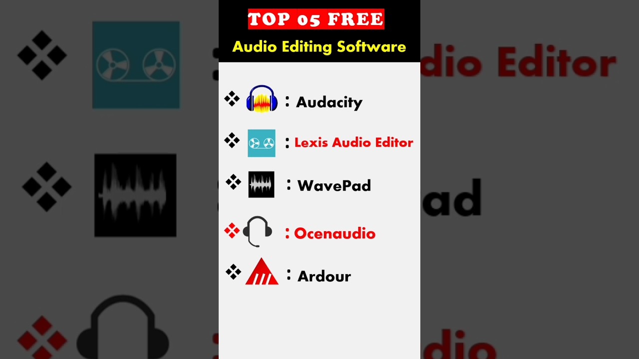 Top 5 Free Audio Editing Software | Free Audio Editing Software #shortsfeed #Showinshorts #shorts