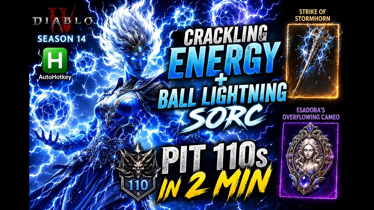 2 Min Pit 110s - Crackling Energy + Ball Lightning Sorc P230 (Tal Rasha Set) [DIABLO 4 SEASON 14]