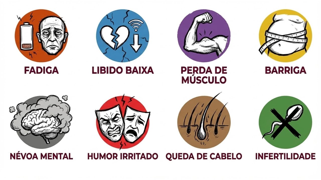 5 SINAIS SILENCIOSOS de TESTOSTERONA BAIXA explicados em 10 minutos