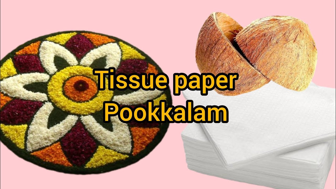 Onam  craft using tissue paper and coconut 🥥🥥🥥 shell#diy #artandcraft #youtubevideo #pookalam 