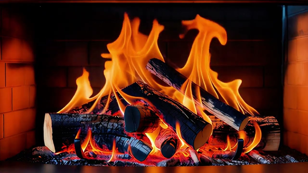 Cozy Winter Fireplace 🔥 Soft Piano & Warm Fire for Relaxing Night Ambience | 4K