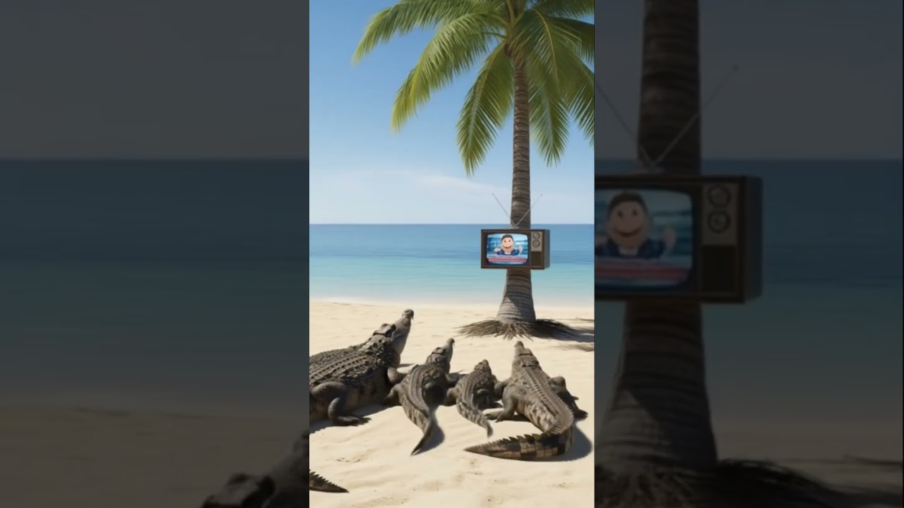#crocodile in the sea watching TV #music #aicover #memes
