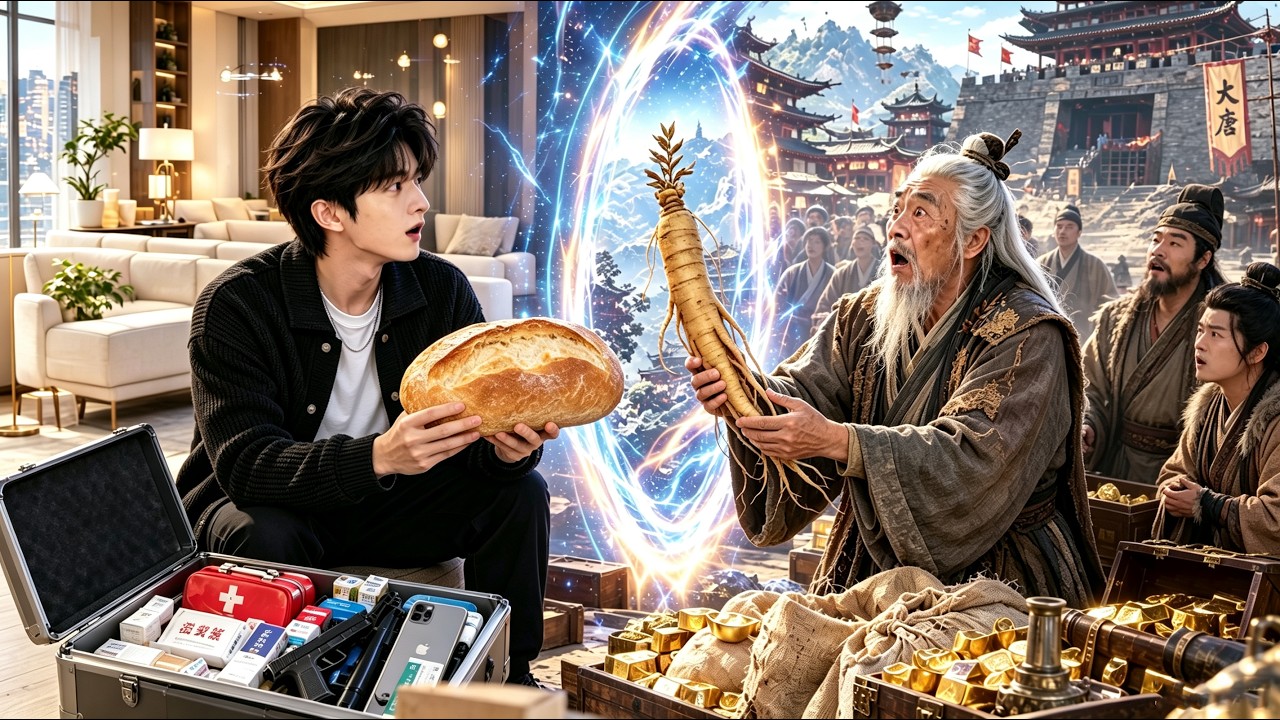 穷小子意外覺醒雙穿系統，攜現代物資闖蕩玄幻界！野山參翡翠帶回都市暴富，反手用現代醫藥化解危機，從落魄屌絲逆襲成兩界霸主！