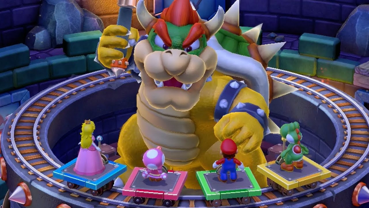 Mario Party 10 - Bowser Party - Mushroom Park - Bowser vs Yoshi, Toadette, Peach and Mario