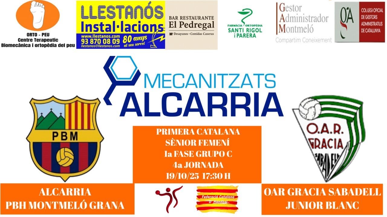 Alcarria PBH Montmeló Grana - Oar Gracia Sabadell Junior Blanc, Sènior Femení,19/10/2025