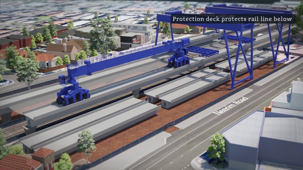 Caulfield to Dandenong: construction at Murrumbeena