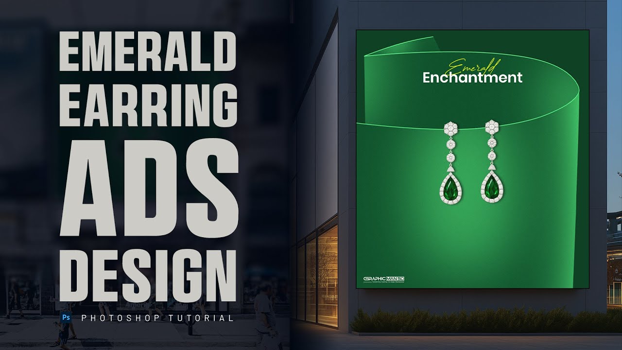 Emerald Enchantment – Jewelry Ad Poster Design Tutorial | Adobe Photoshop Tutorial | Graphics Design