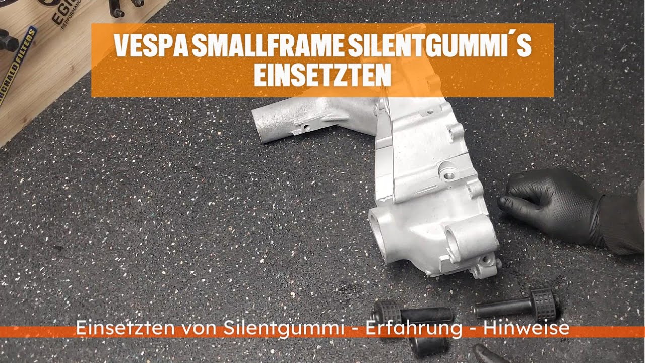 Vespa Smallframe Silentgummi / Silentlager einsetzten ins Motorgehäuse Vespa V50 PK50 XL2 ET3 50N