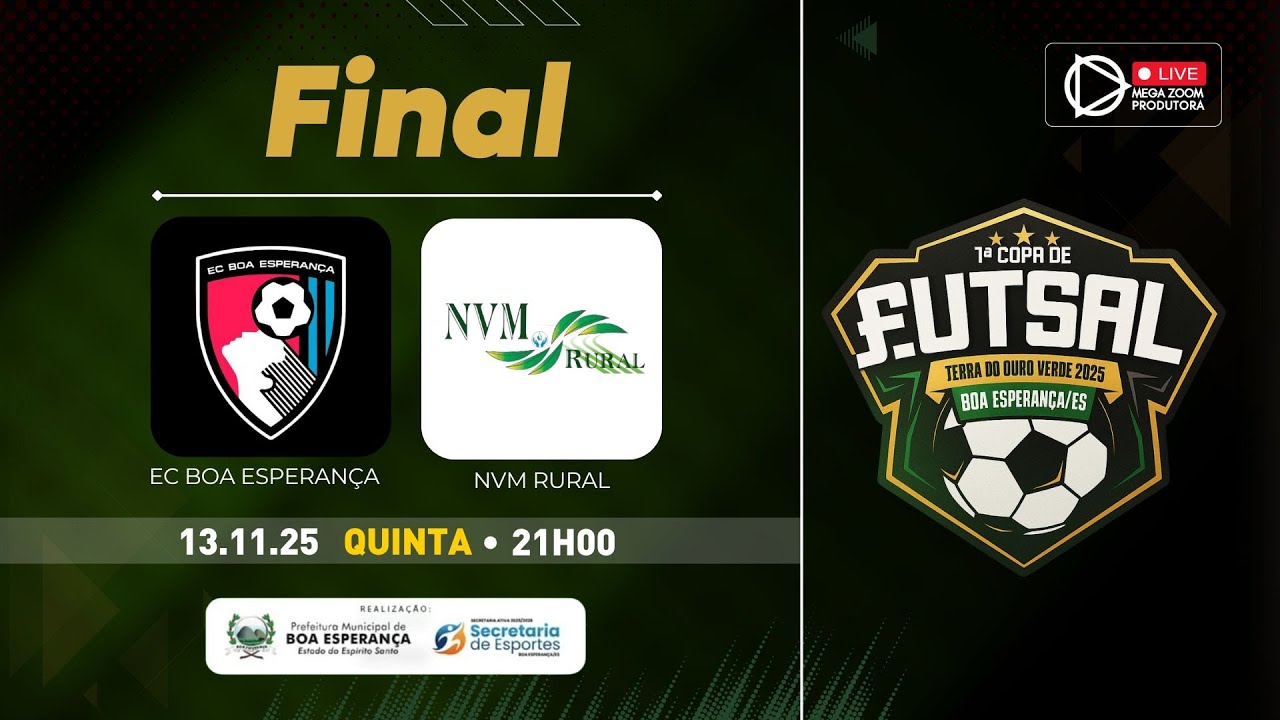 EC BOA ESPERAN&Ccedil;A  X NVM RURAL - 1&ordf; COPA DE FUTSAL TERRA DO OURO VERDE - Boa Esperan&ccedil;a/ES