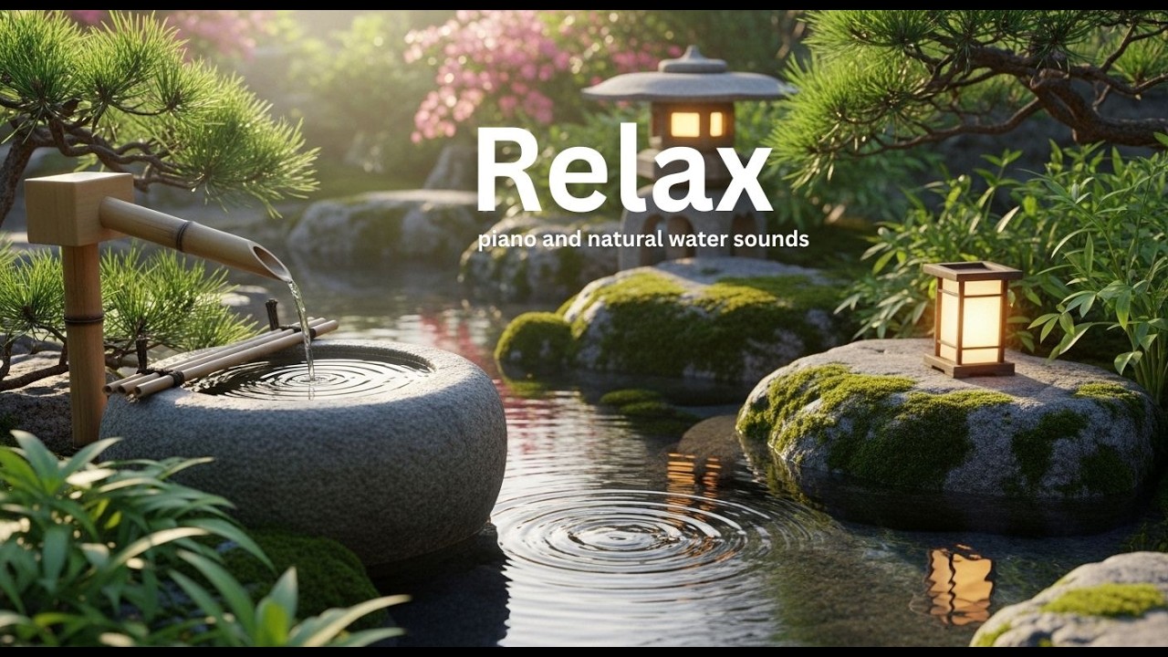 자연 물소리와 피아노 음악 | 빠른 수면, 휴식, 공부 집🌿 Natural Water Sounds & Piano Music | Instant Sleep, Relaxation