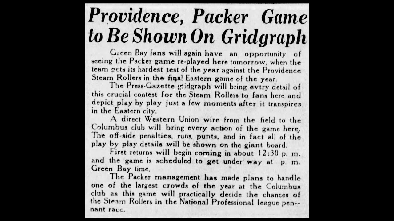 Gridiron Champions - The Starters - 1928 - Green Bay Packers at Providence Steam Roller