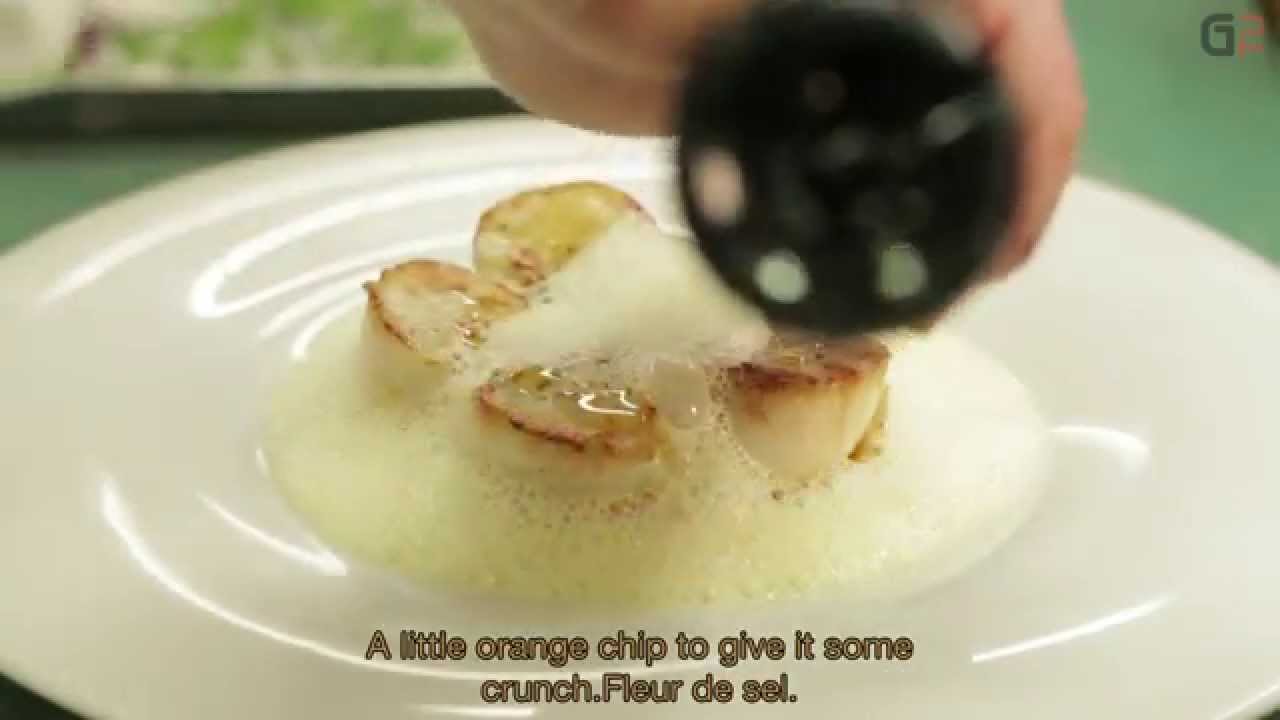 Michel Hulin - Roasted scallops and pan-fried chicory with honey