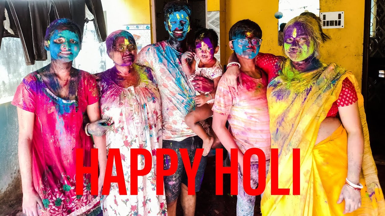 Happy Holi 2022 || Holi Te Full Masti With Family || Sathe mutton ar Rice Fatafati Holi ||