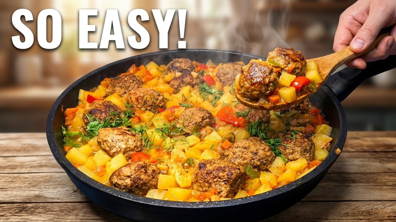 One Pan Meatballs with Potatoes | Simple and Delicious Dinner