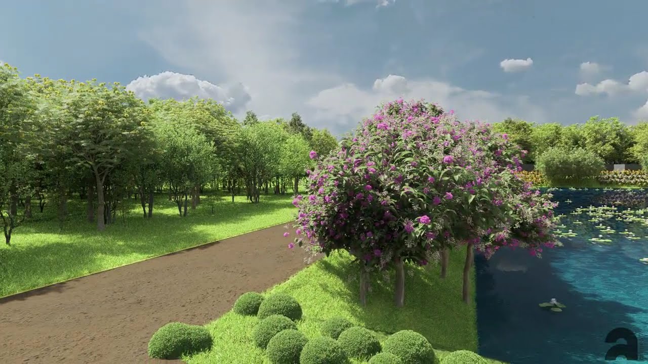 Water Lily Park Landscape Design | Beautiful 3D Architectural Rendering
