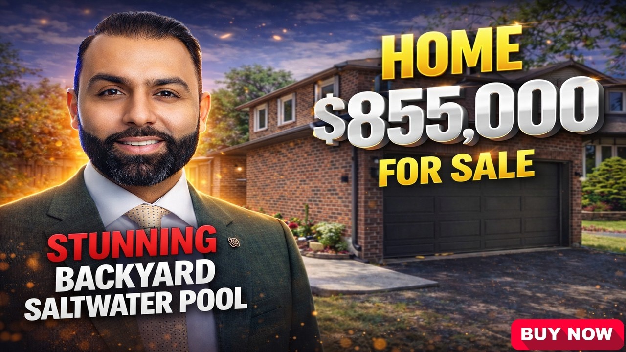 $855K Brampton Property Tour | Stunning Backyard Saltwater Pool!