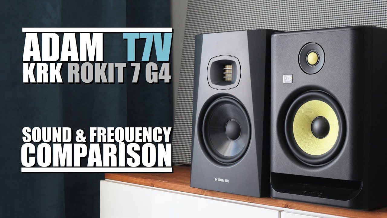 KRK Rokit 7 G4 RP7G4 против Adam Audio T7V || Сравнение звука и частотных характеристик