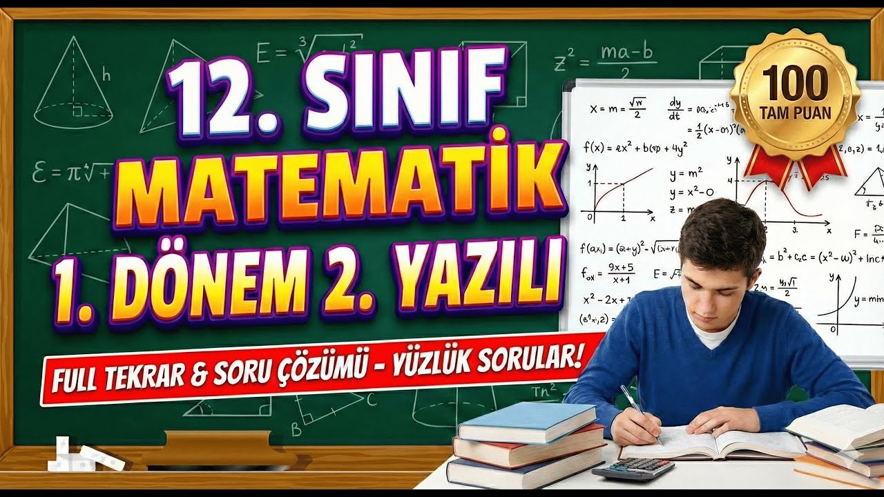 12.SINIF MATEMATİK 1.DÖNEM 2.YAZILI SORULARI VE ÇÖZÜMLERİ ( Kesin Çıkacak Sorular + PDF )