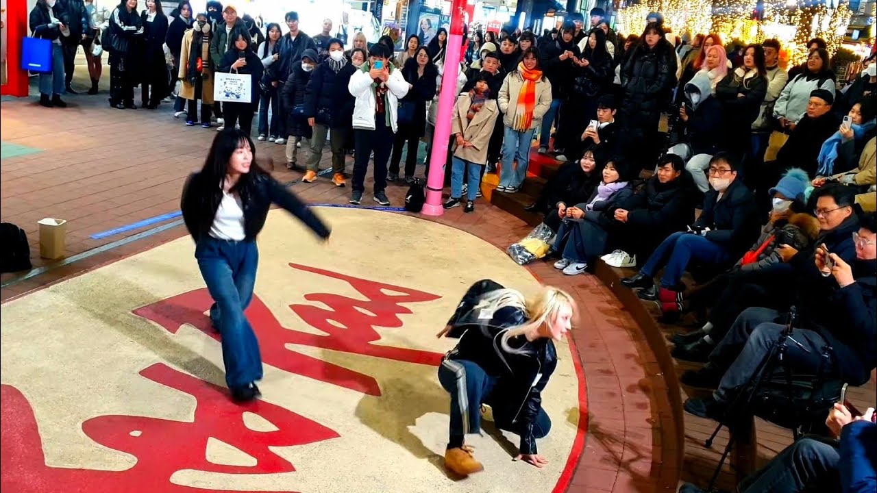 [STREET ARTIST] YU KAGAWA & SEOHEE. INTERACTIVE HONGDAE BUSKING. 250122.