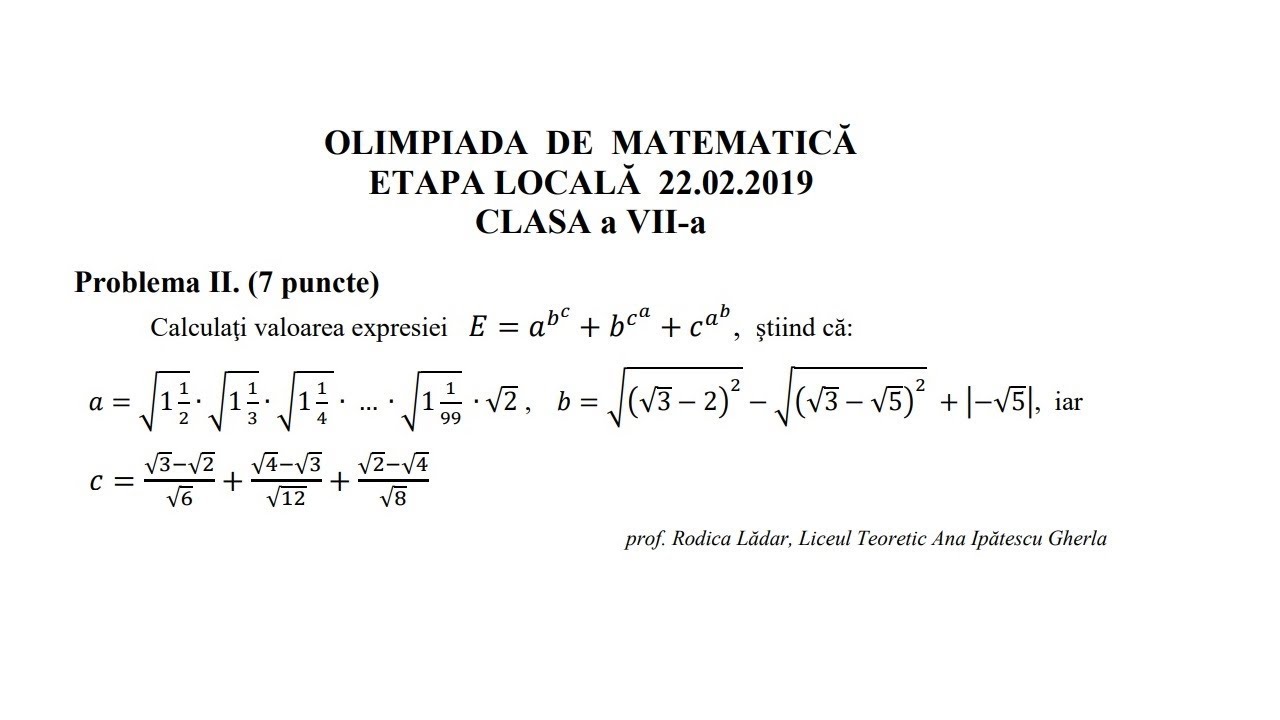Olimpiada locala 2019, clasa a 7-a - Problema 2