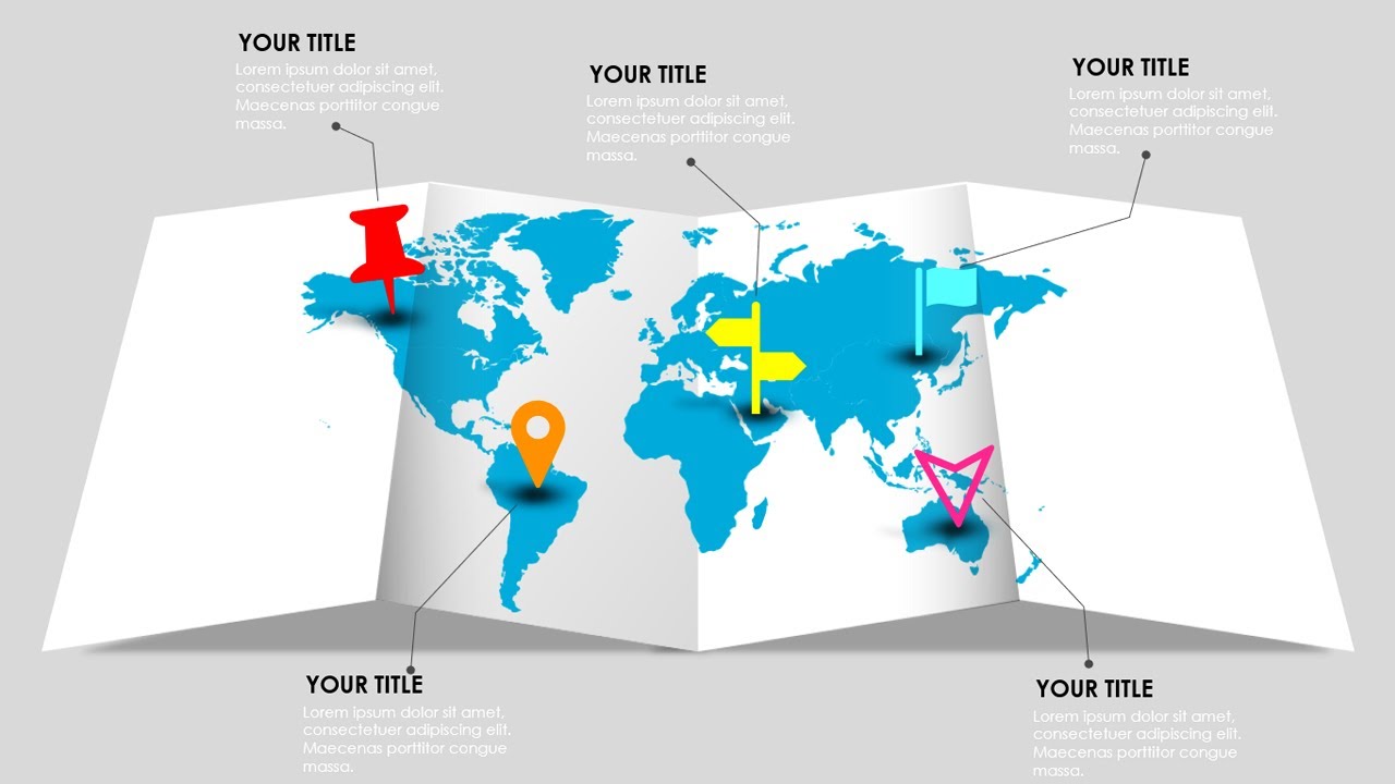 Animated Flat World Map Infographic Design Slide in PowerPoint