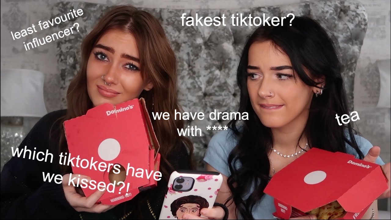 TIKTOKERS ask us JUICY questions - mukbang | emandloz