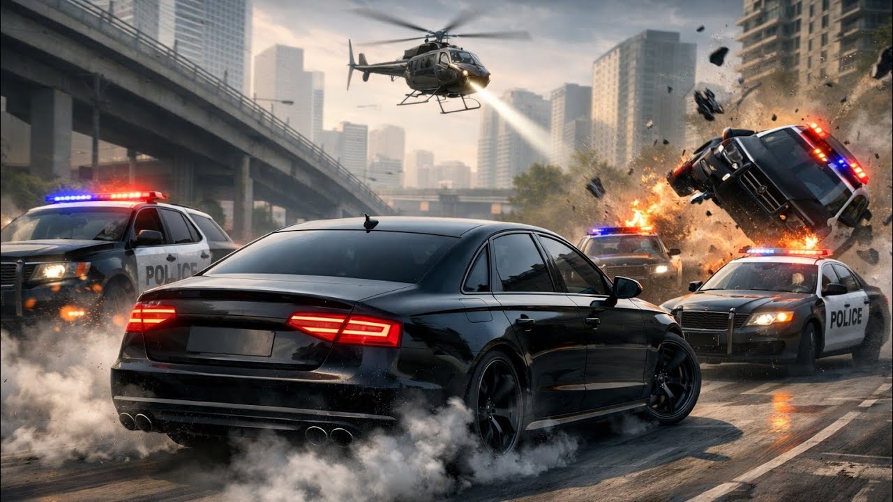 Black Audi A8 vs US Police | Full City Chase