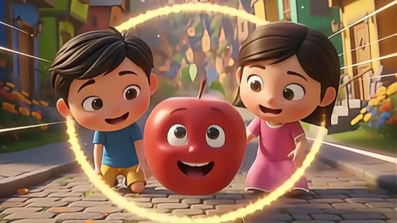 Яблочко катится 🍎 Весёлая детская песенка про игру и догонялки | Развивающий мультик