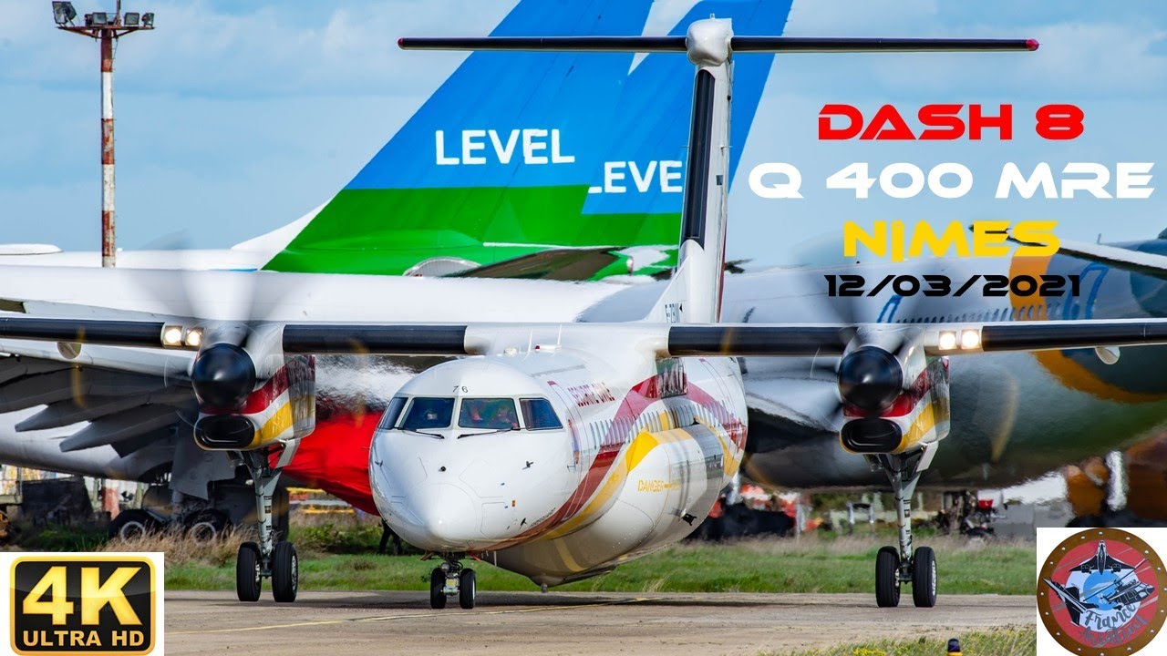 DASH 8 Q 400 MRE Milan 76 Nîmes Atterrissage et roulage  12 Mars 2021