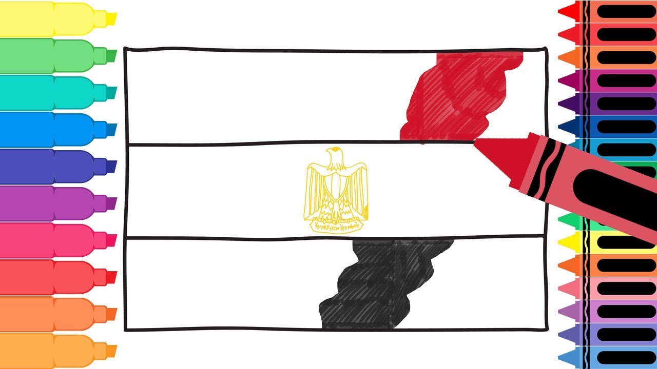How to Draw Egypt Flag - Drawing the Egyptian Flag - Coloring Pages for kids | Tanimated Toys