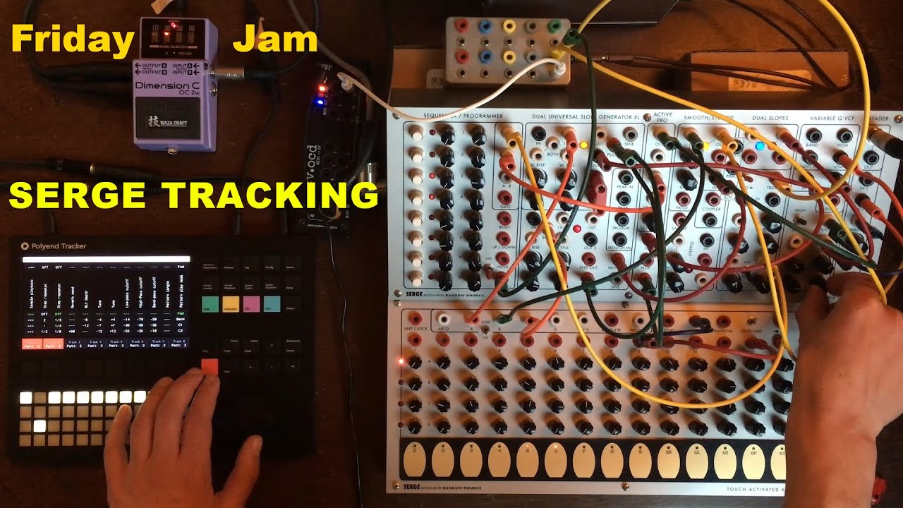 Serge Tracking w/ Polyend Tracker, Random Source Mantra & TKB, CV.OCD & Boss DC-2w pedal