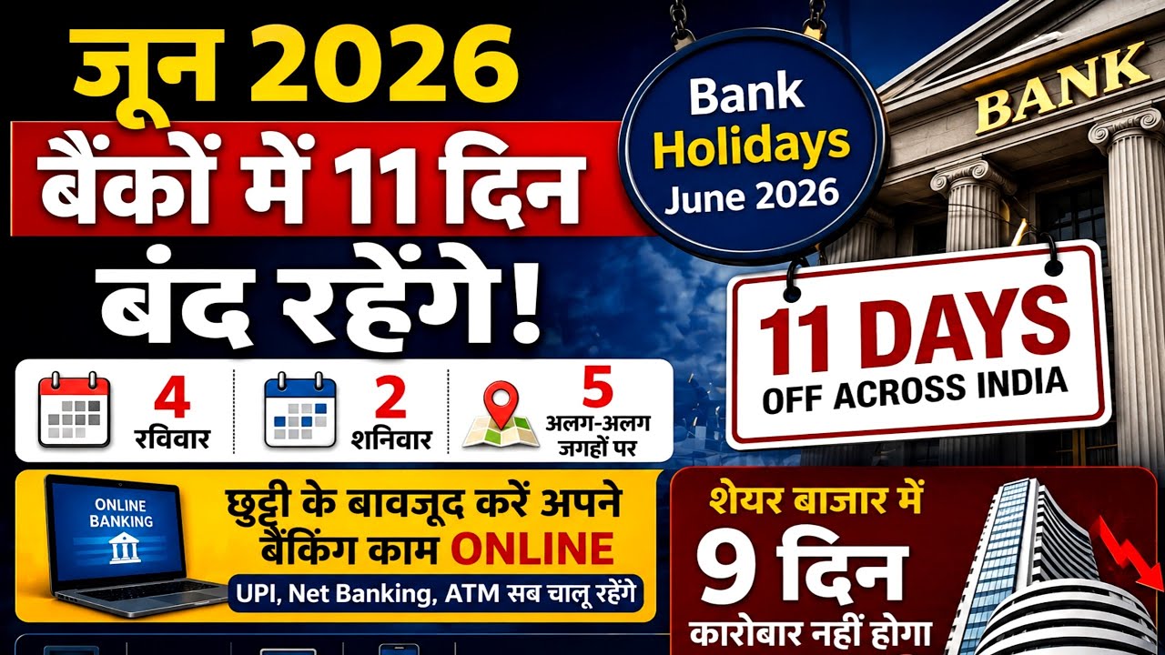 Bank Holidays June 2026: जून में 11 दिन बंद रहेंगे बैंक! 😱 | RBI Holiday List | Muharram Alert
