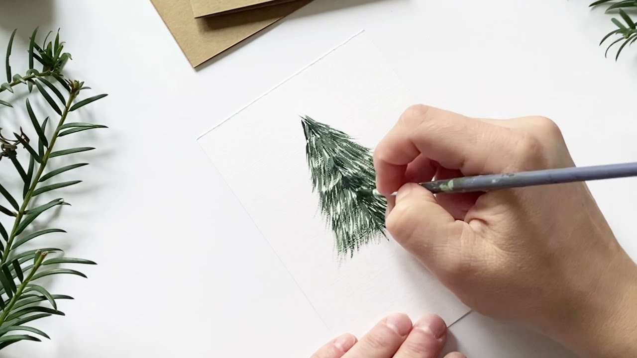 3 Easy Acrylic Holiday Cards | Evergreen Christmas Cards
