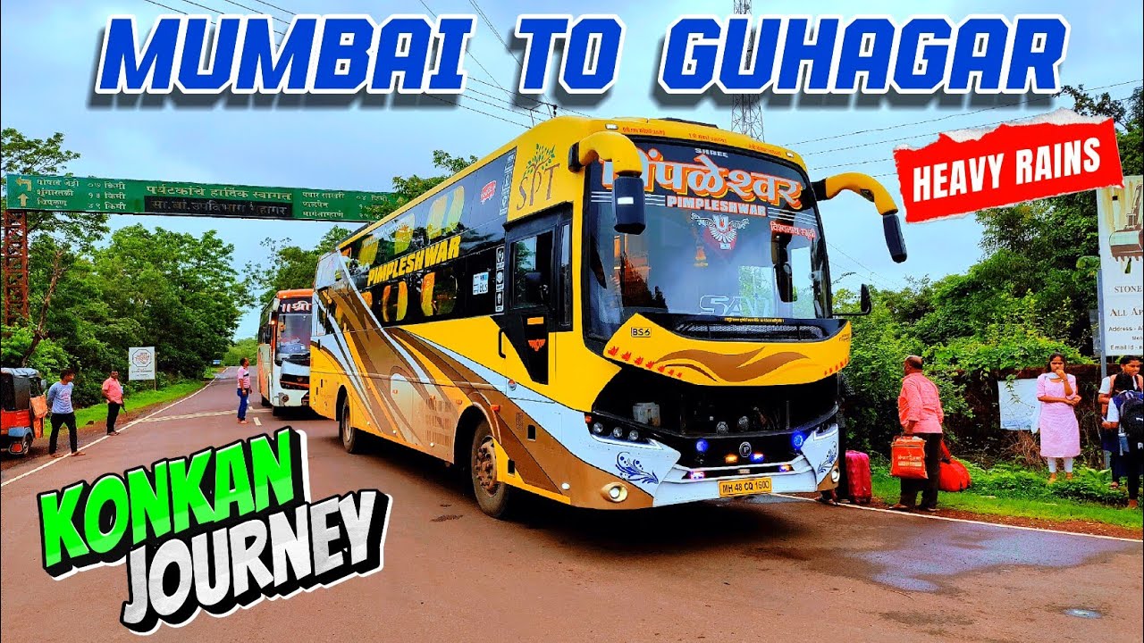 BEAUTIFUL KONKAN JOURNEY 😍 | MUMBAI TO GUHAGAR IN HEAVY RAINS 🌧️