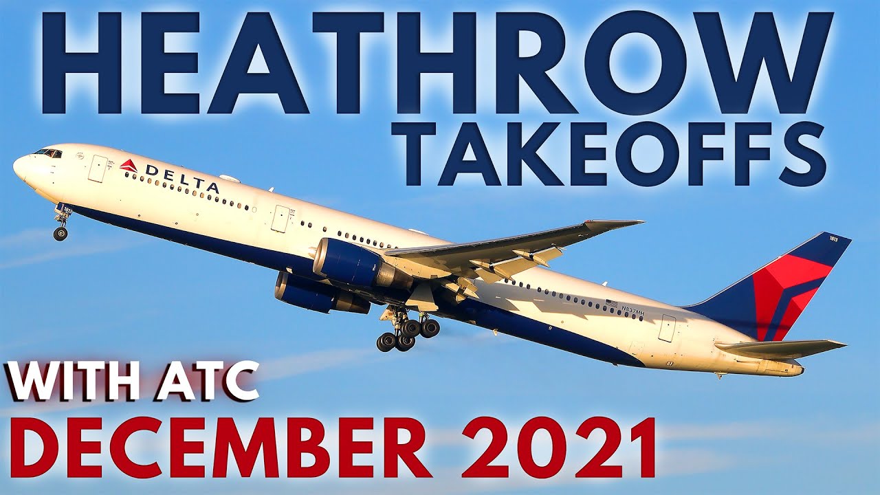 (4K) BEAUTIFUL Winter Spotting: 21 HEAVY Departures at Heathrow + ATC & Flight Info (27L Takeoffs)