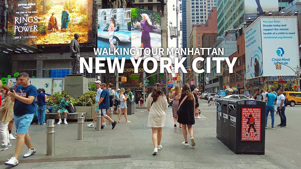 [4K] NEW YORK CITY - Manhattan Summer Walk, Times Square & 7th Avenue, NYC, Travel, USA