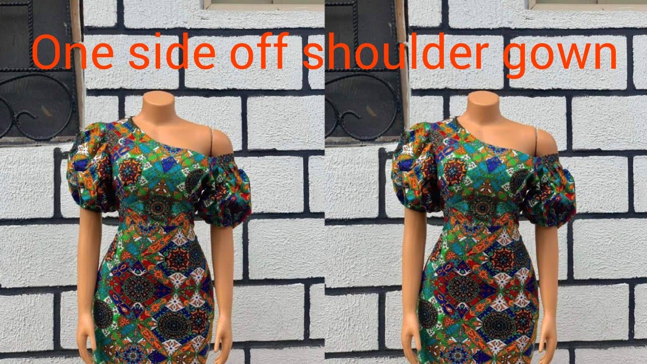 How to cut and sew one side off shoulder gown with puff sleeve/ beginners friendly.