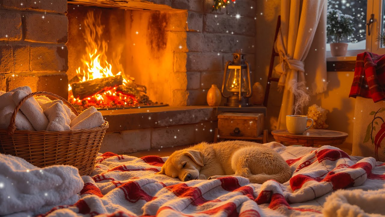 ❄️ Snowy Night Piano | Relaxing Winter Music for Dog and Sleep, Study & Relaxation 🌌🔥