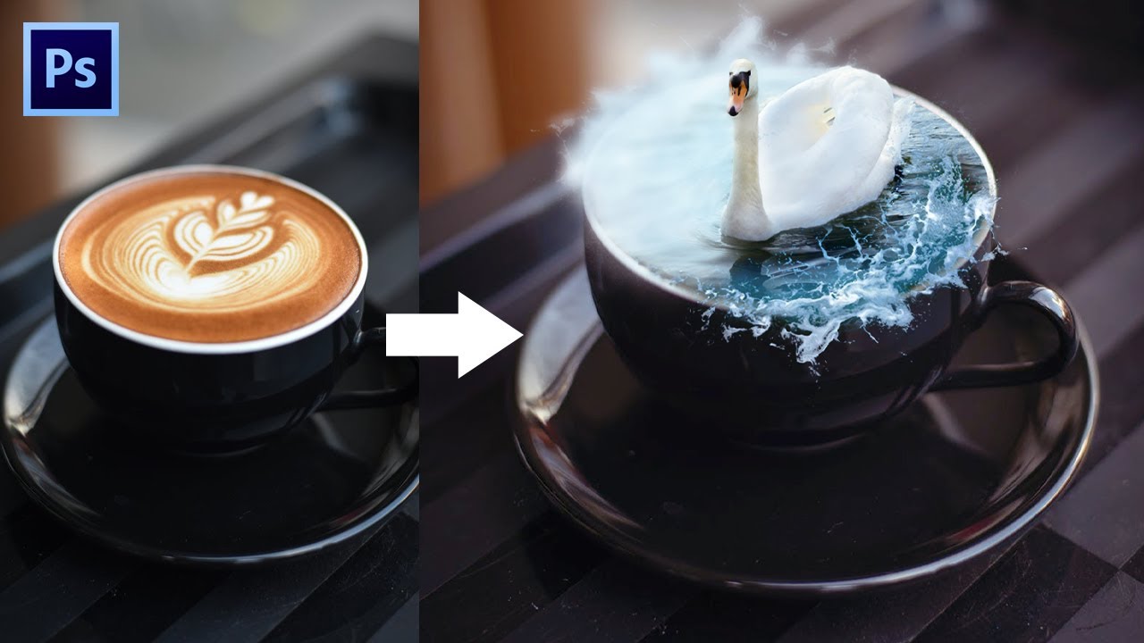 Photoshop Tutorial 2020 | Swan Swimming In A Coffee Cup