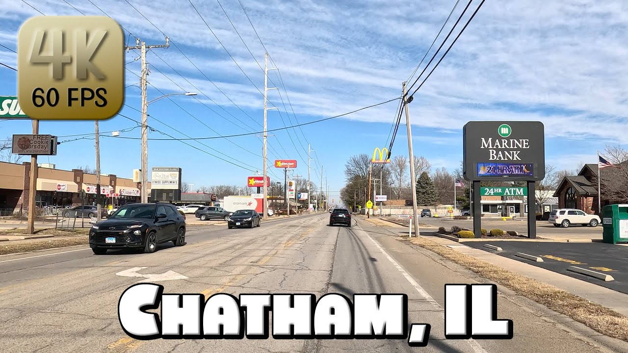 Driving Around the Village of Chatham, IL in 4k Video