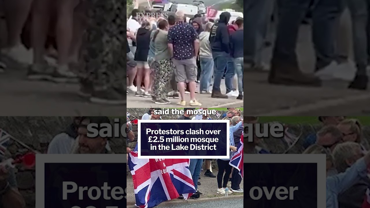 Protestors clash over &pound;2.5 million mosque being built in the Lake District