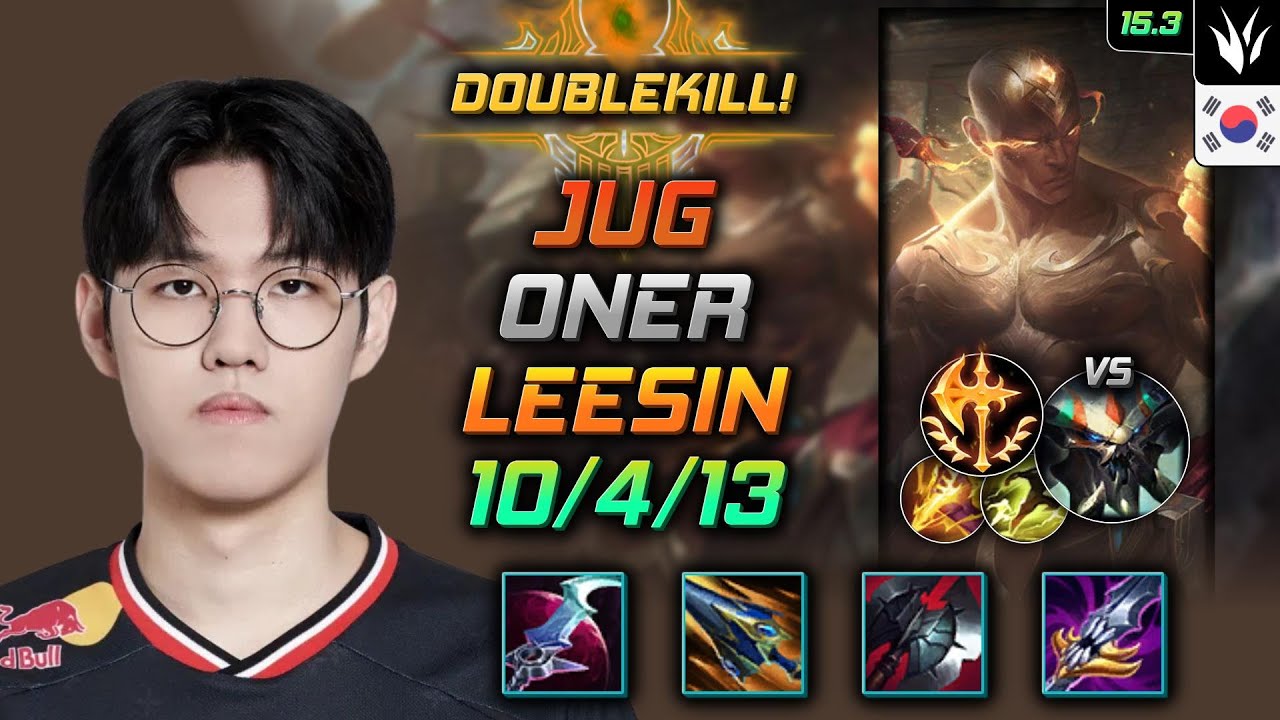 리신 정글 템트리 룬 오너 월식 정복자 - Oner Lee Sin Jungle - 롤 KR 챌린저 패치 15.3